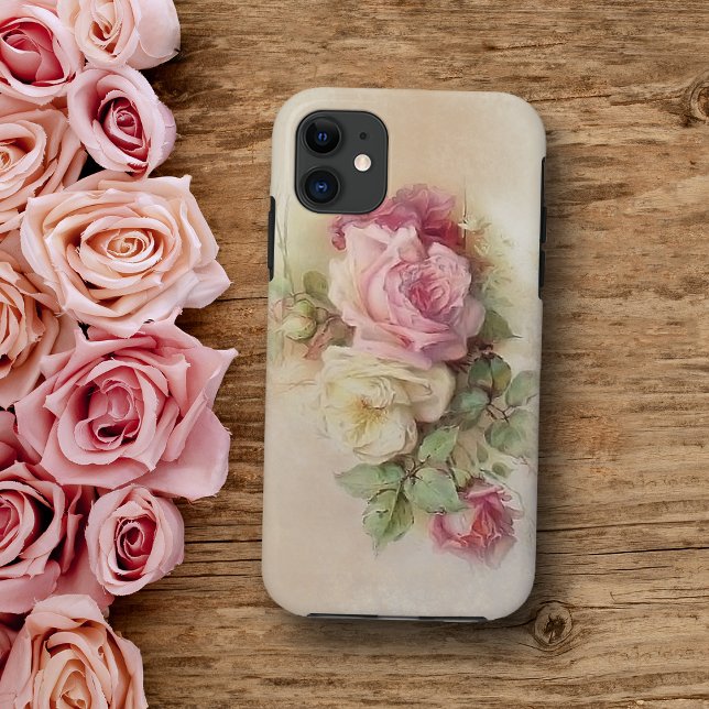Vintage Rose Handpainted Style Roses Case-Mate iPhone Case (Creator Uploaded)