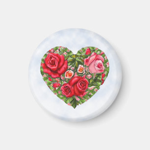 Vintage Rose Heart Magnet