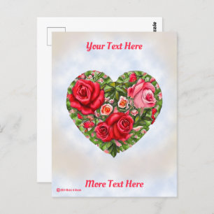 Vintage Rose Heart  Postcard