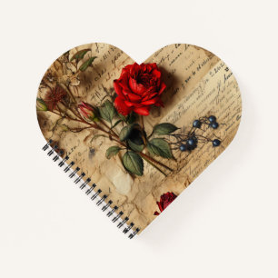 Vintage Rose Heart Shaped Notebook