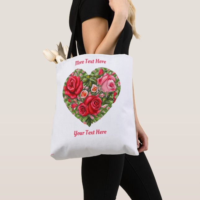 Vintage Rose Heart  Tote Bag (Close Up)