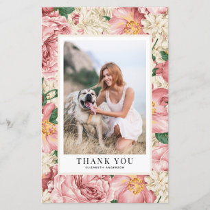 Vintage Rose & Hydrangea Graduation Thank You Card