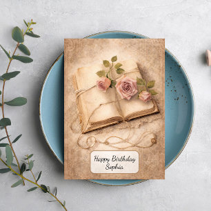 Vintage Rose Journal Card