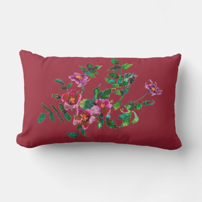 Vintage Rose - marsala Lumbar Cushion (Front)