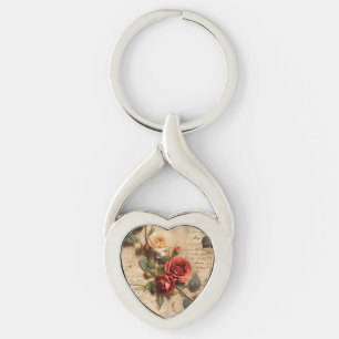 Vintage Rose Metal Keychain