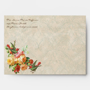 Vintage Rose n birds, Wedding Invite Envelopes