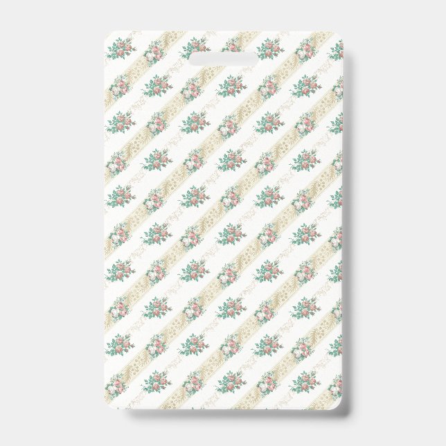 Vintage Rose Pattern - Badge ID Badge (Front)