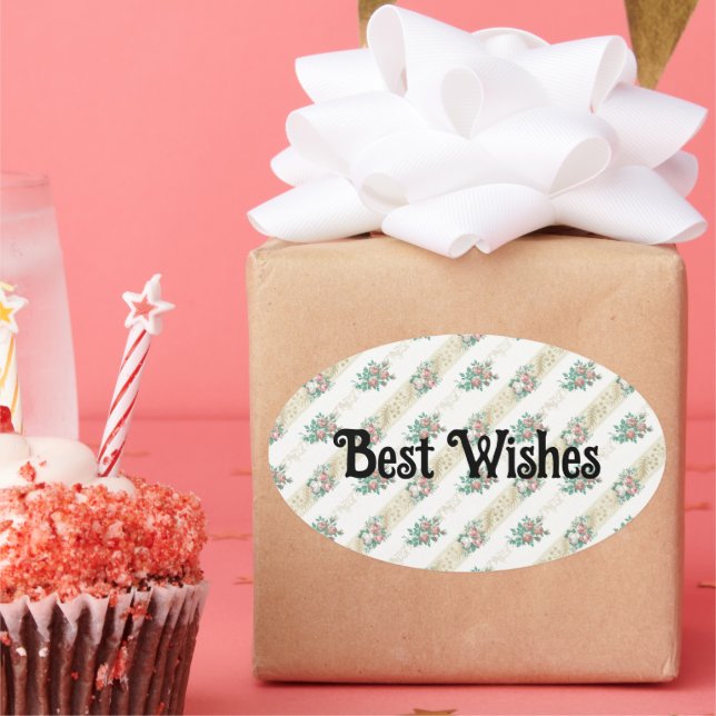 Vintage Rose Pattern - Best Wishes Sticker (Party)