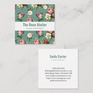 Vintage Rose Pattern Florist Card