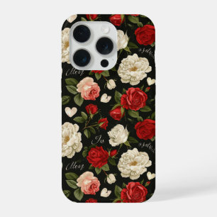 Vintage Rose Pattern iPhone 15 Pro Case
