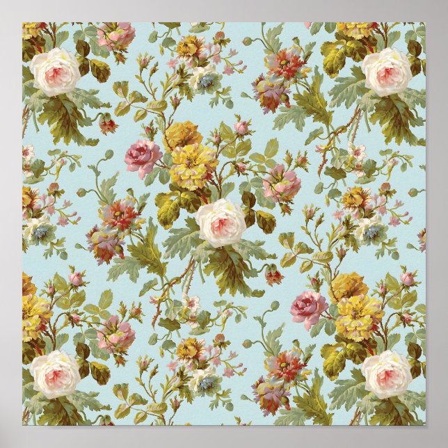 Vintage Rose Pattern Poster (Front)
