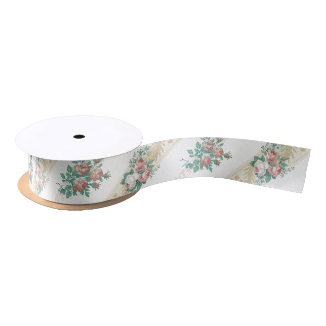 Vintage Rose Pattern - Ribbon Satin Ribbon (Spool)
