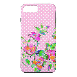 Vintage Rose - pink and white polka dots iPhone 8 Plus/7 Plus Case