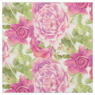 Vintage Rose Pink Green Floral Pattern Fabric