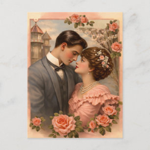 Vintage Rose Postcard Back – Soft Blush Floral