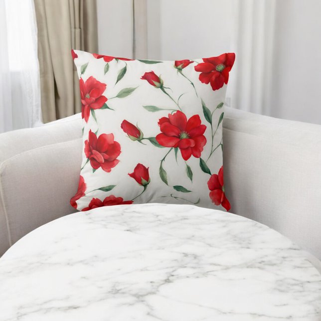 Vintage Rose Red Flower Pattern Cushion (Creator Uploaded)