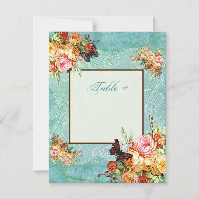 Vintage Rose Roses Butterfly Butterflies Swirls Invitation (Front)