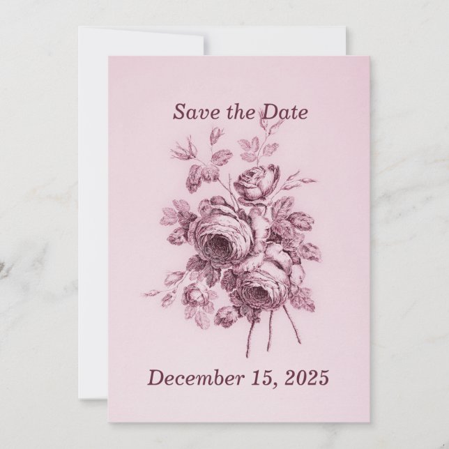 Vintage Rose Save the Date (Front)