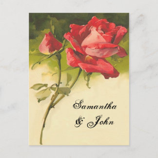 Vintage Rose Save the Date Announcement Postcard