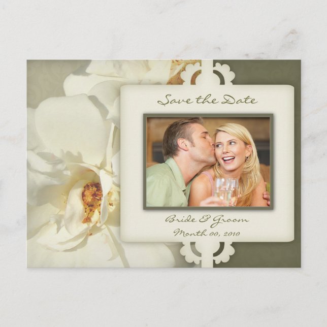 Vintage Rose Save the Date Photo Postcards (Front)
