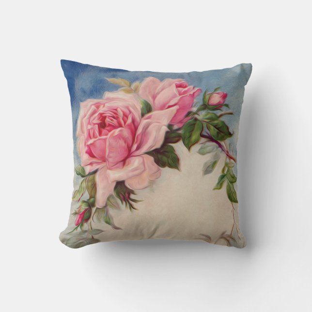 Vintage Rose Throw Pillow (Front)