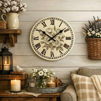 Vintage Rose Wall Clock