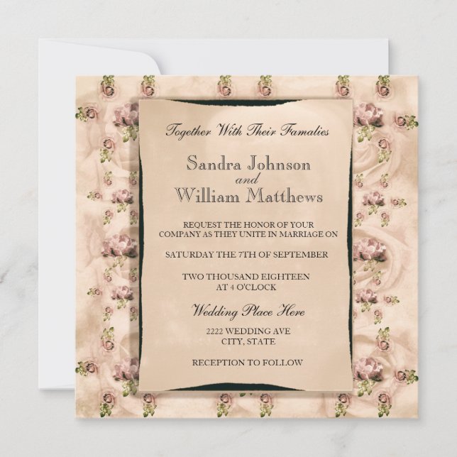 Vintage Rose Wedding Invitation (Front)