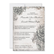 Vintage Rose Wedding Invitation