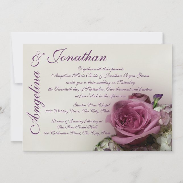 Vintage Rose Wedding Invitation (Front)