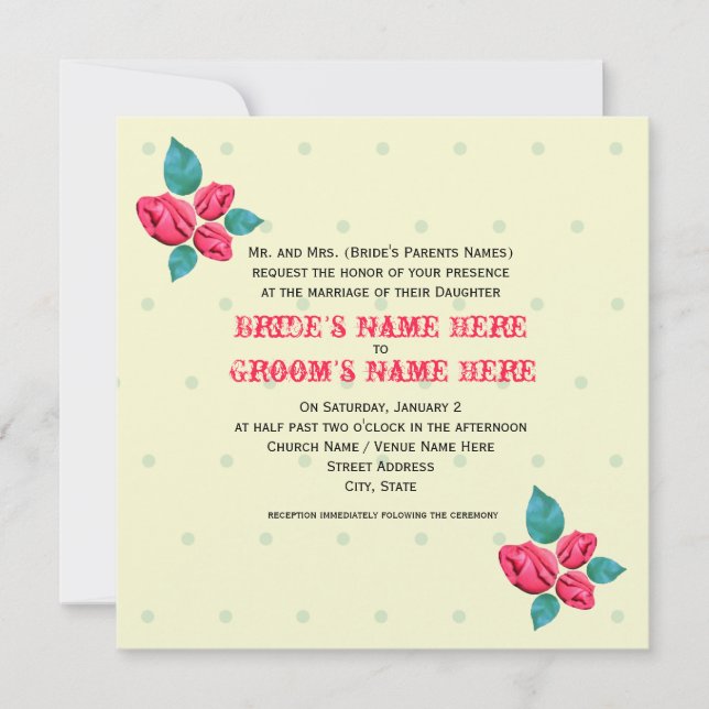 Vintage Rose Wedding Invitation (Front)