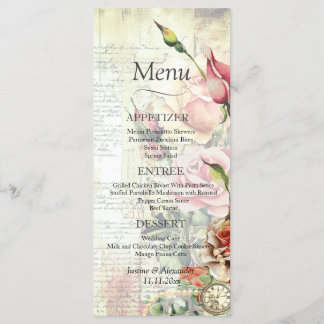 Vintage Rose Wedding Menu