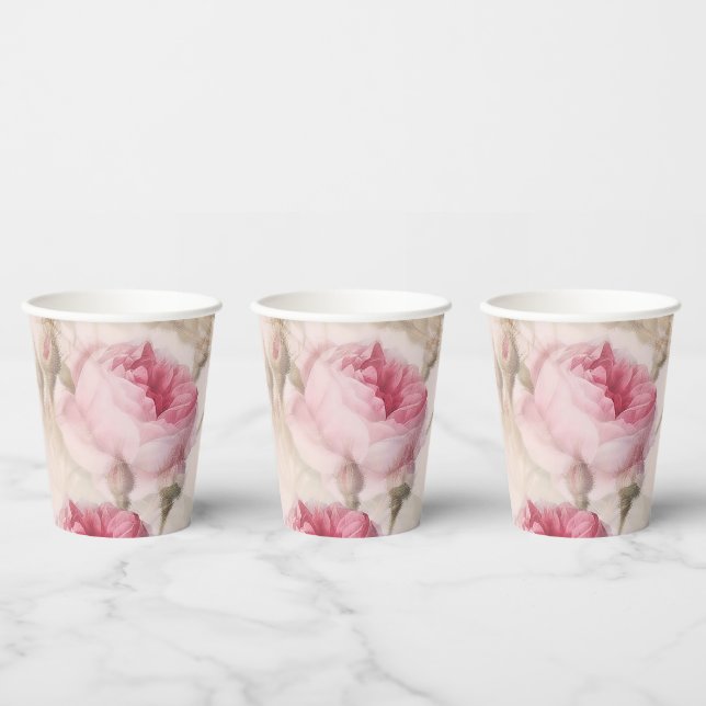 Vintage Rose Wedding Paper Cup (Multi)
