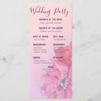 Vintage Rose Wedding Program Programme