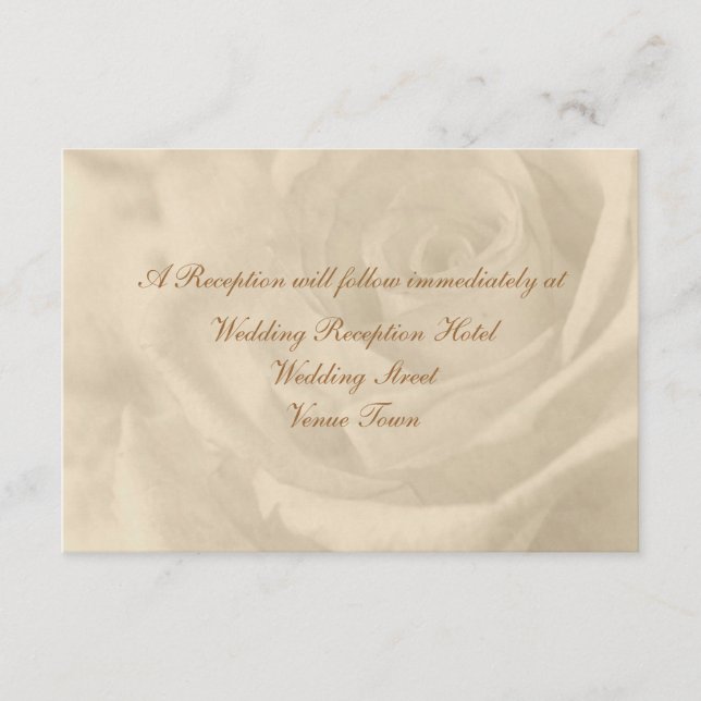 Vintage Rose Wedding Reception Enclosure Card (Front)