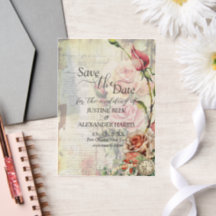 Vintage Rose Wedding Save the Date