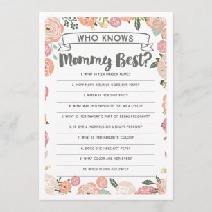 Vintage Rose Who Knows Mummy Best Baby Shower Game Invitation