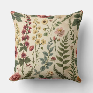 Vintage Rose & Wildflower Cushion