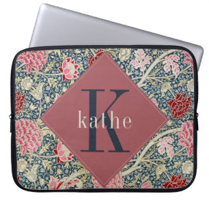 Vintage Rose William Morris Monogram Laptop Sleeve
