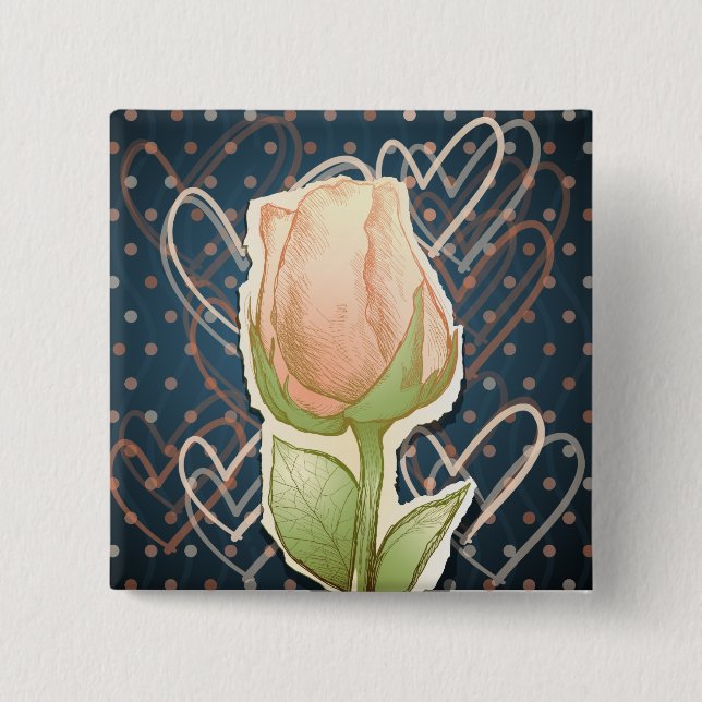 Vintage rosebud, button (Front)