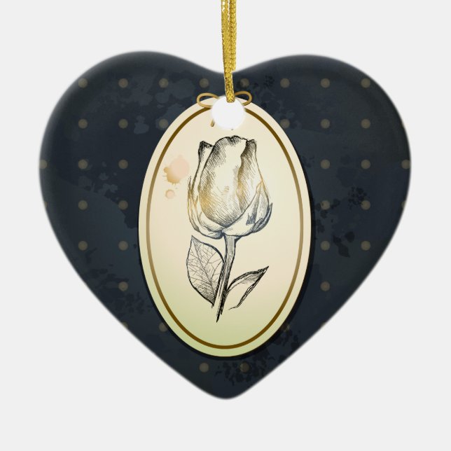 Vintage rosebud in black, ornament (Front)