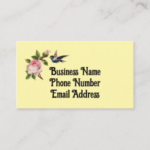 Vintage Roses And Bird Business Card