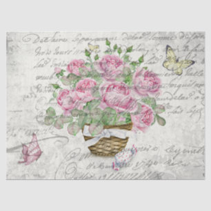Vintage Roses And Butterflies Ephemera Decoupage Tissue Paper