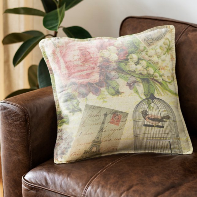 Vintage Roses and Caged Bird Cushion (Creator Uploaded)