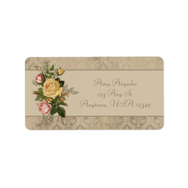 Vintage Roses and Damask Label (Front)