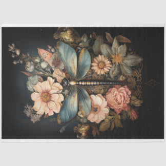 Vintage Roses and Dragonfly Decoupage Tissue Paper