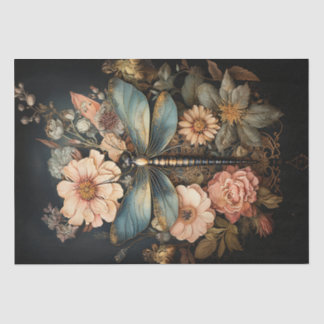 Vintage Roses and Dragonfly Decoupage Tissue Paper