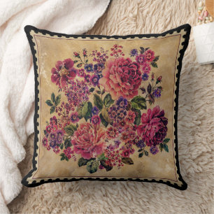 Vintage Roses and Mixed  Flowers Cushion