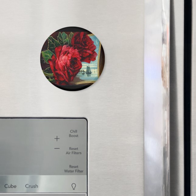 Vintage Roses and Sail Boat Magnet (In Situ (Fridge))