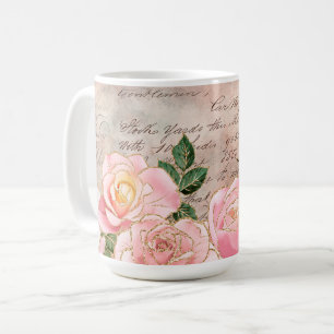 Vintage Roses & Antique Script Coffee Mug