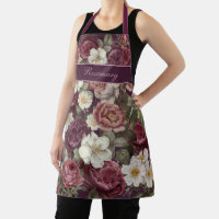 Vintage Roses Apron w/name or other text